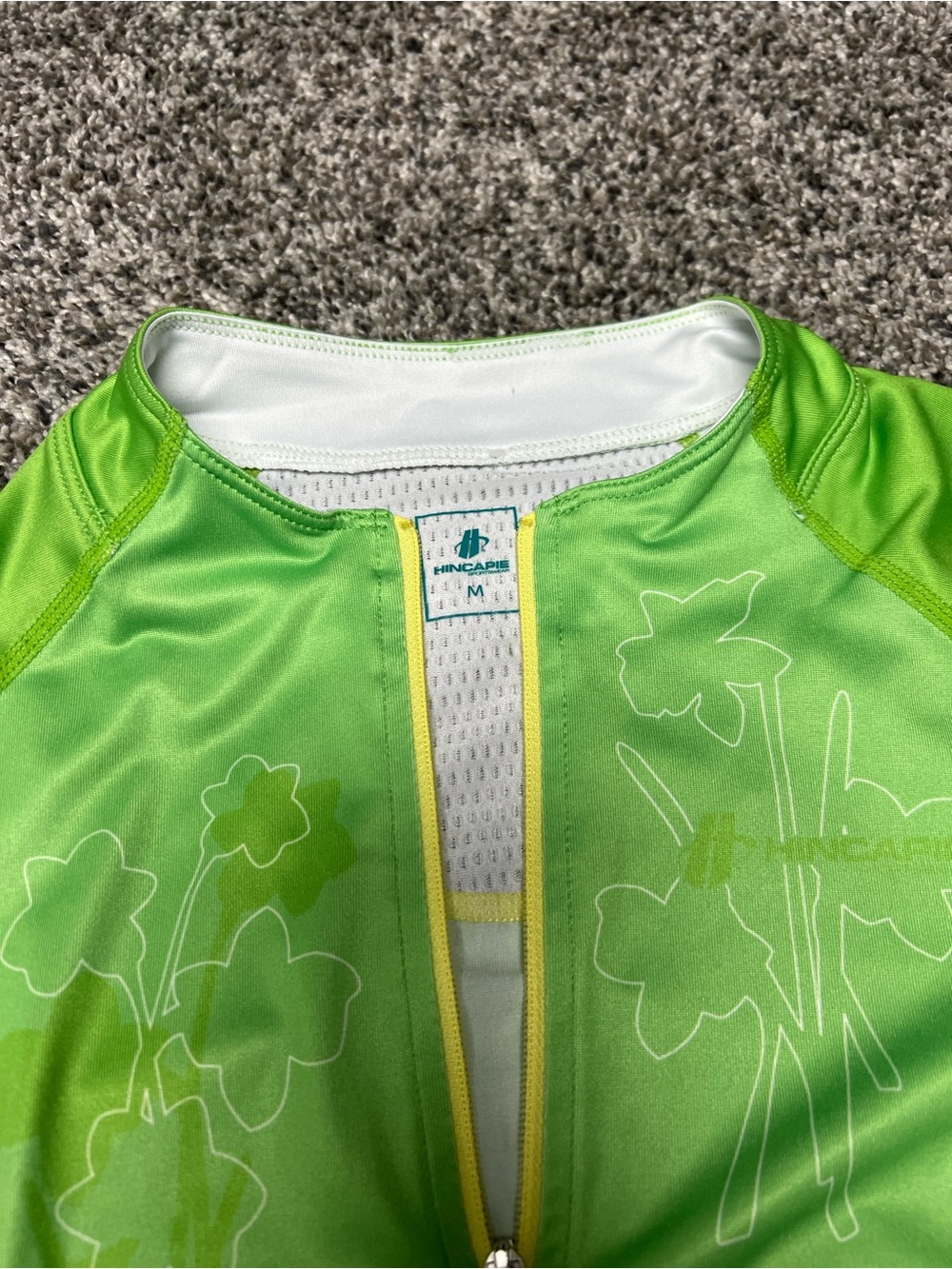 Hincapie Woman’s M Cycling Jersey Green Floral Full Zip Short Sleeve Vented - Picture 2 of 6